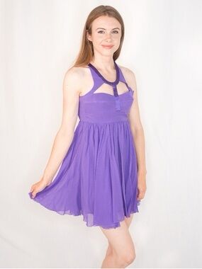 Versace for H&M Purple Silk Cutout Halter Mini Dress Sz 4